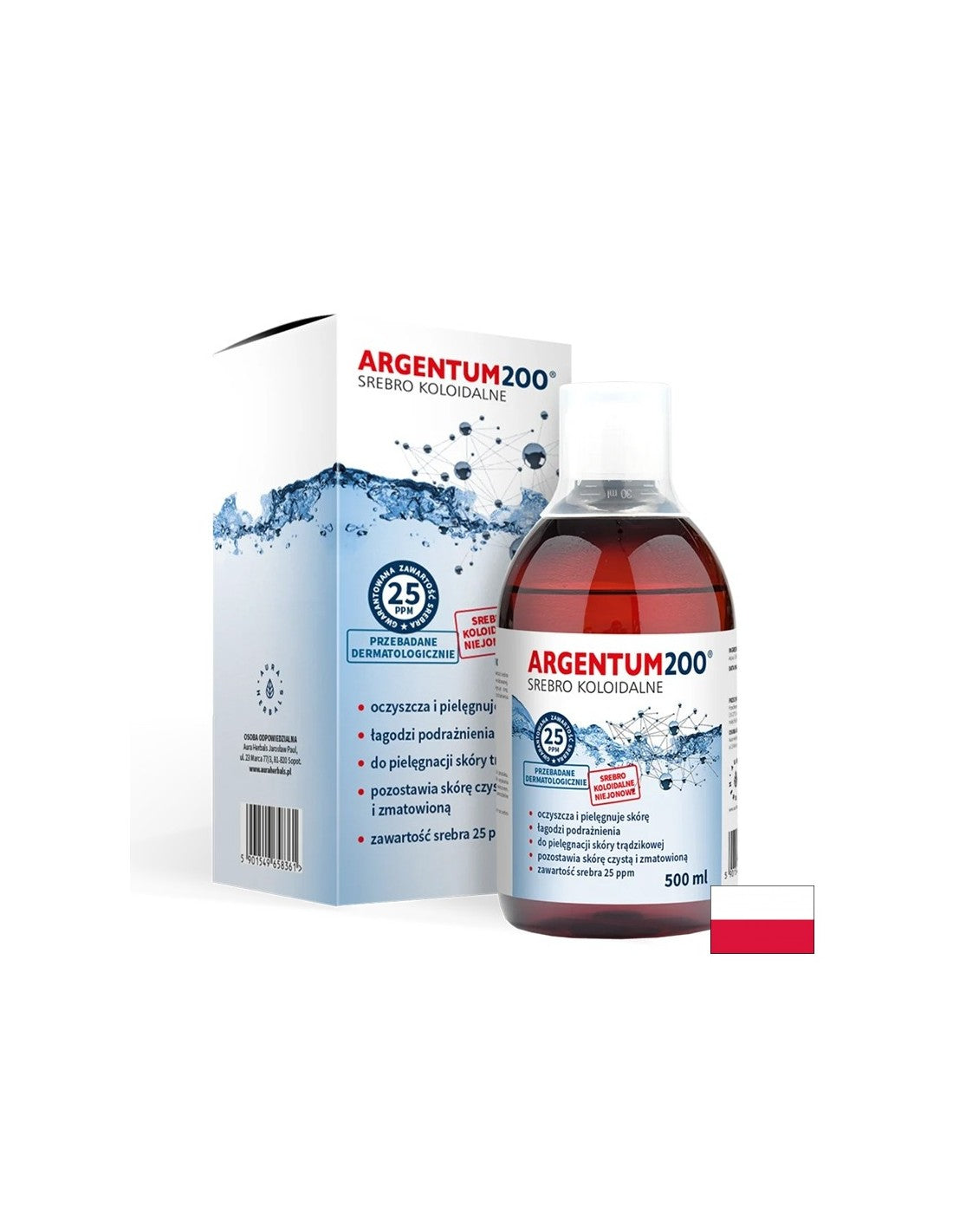 Koloidalne srebrne argentum200®, 25 ppm, 500 ml
