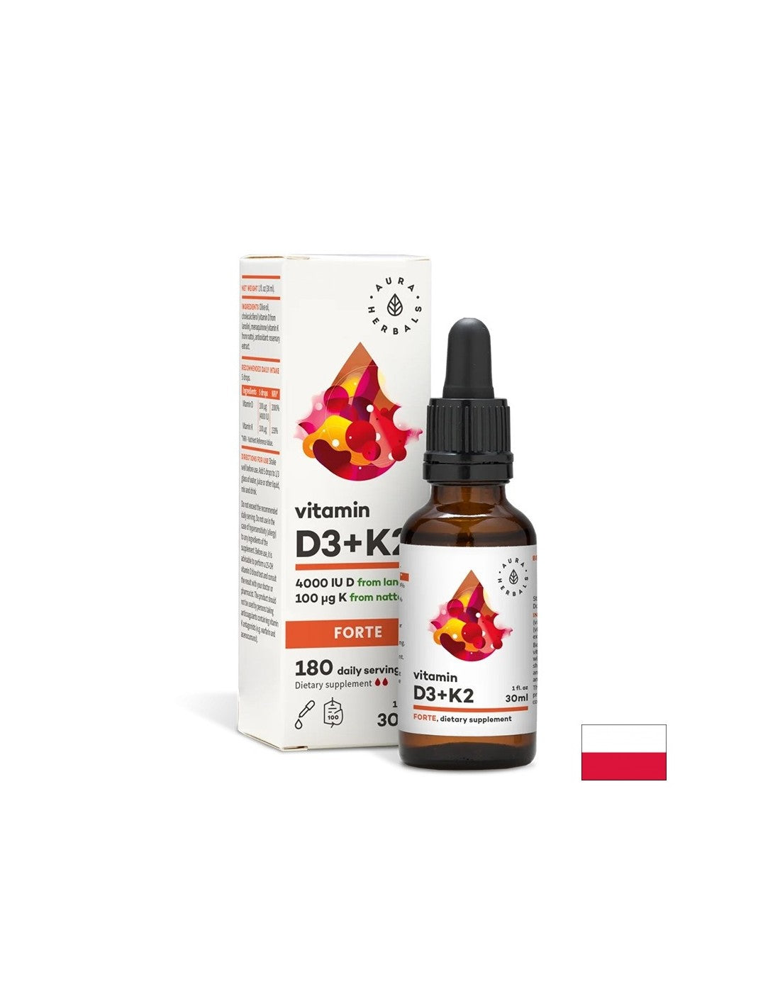 Bones and joints - Vitamin D3 800 IU + K2 20 µg (forte), 30 ml drops