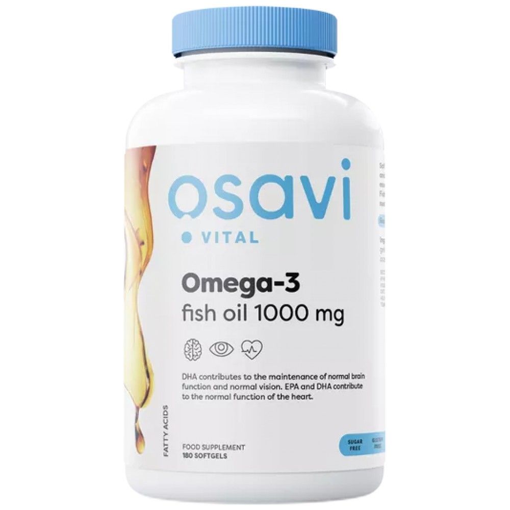 Omega 3 aceite de pescado 1000 mg | Molecularmente destilada - 180 cápsulas de gel