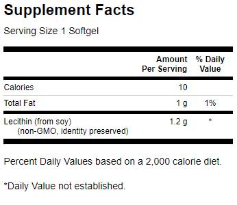 Lecithin Non-GMO 1200 mg 180 Gel capsules