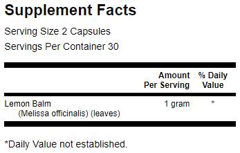 Full Spectrum Lemon Balm 60 capsules