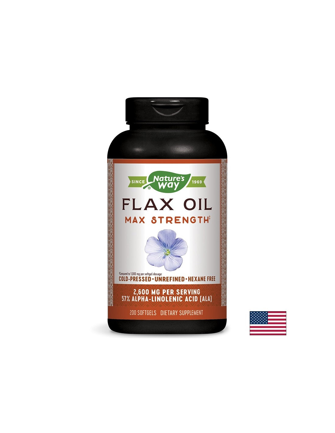 Flax Oil 1300 mg 57% ALA - 200 Softgels