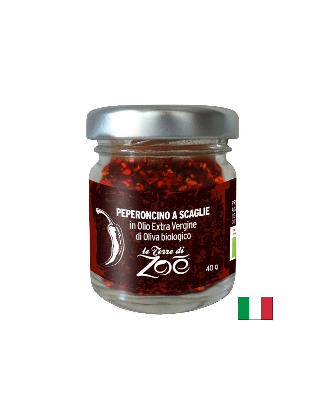 Chili pepper flakes in olive oil (extra virgin), ORGANIC, 40 g