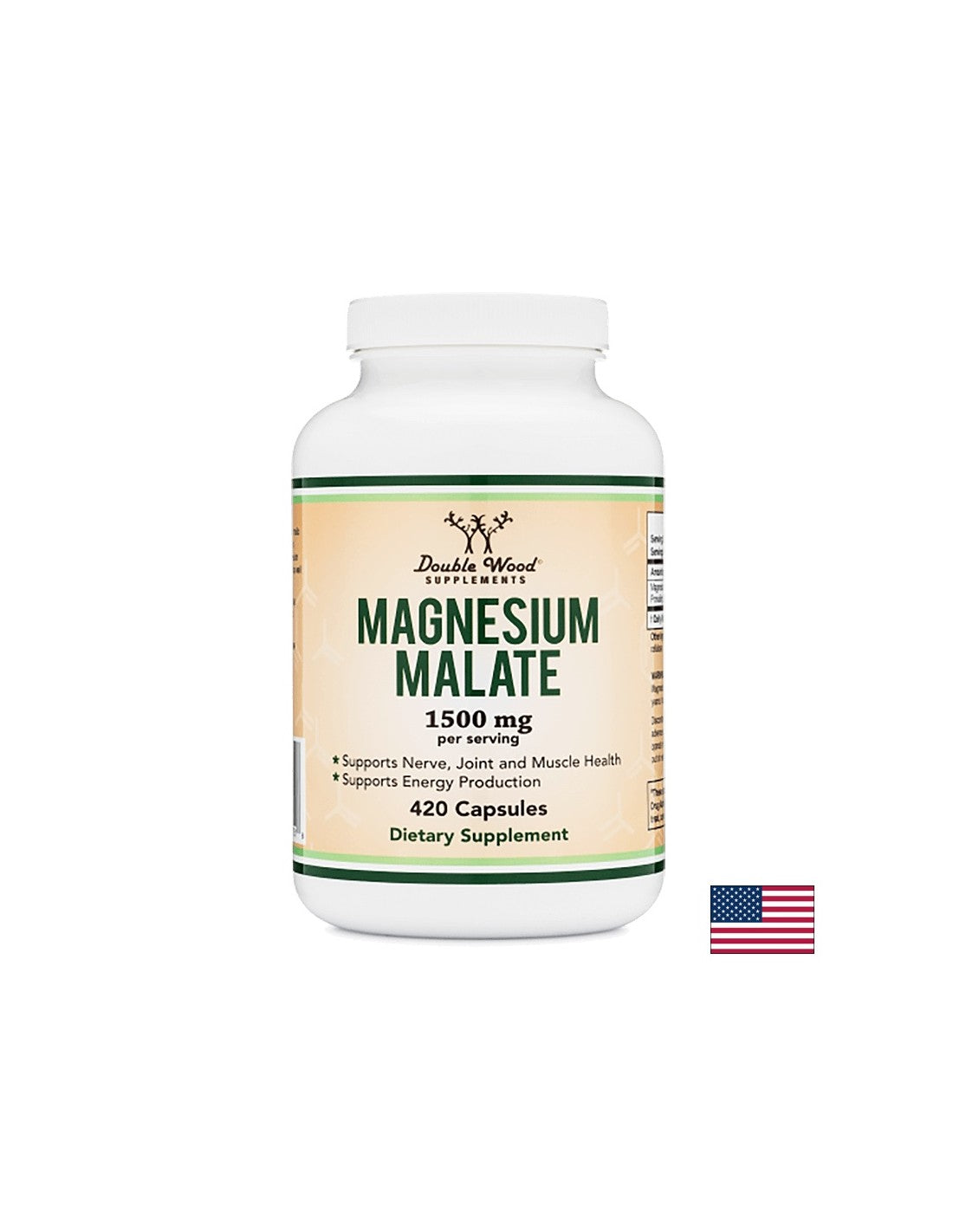 Magnesium malate, 420 capsules Double Wood - Nutra Best Europe