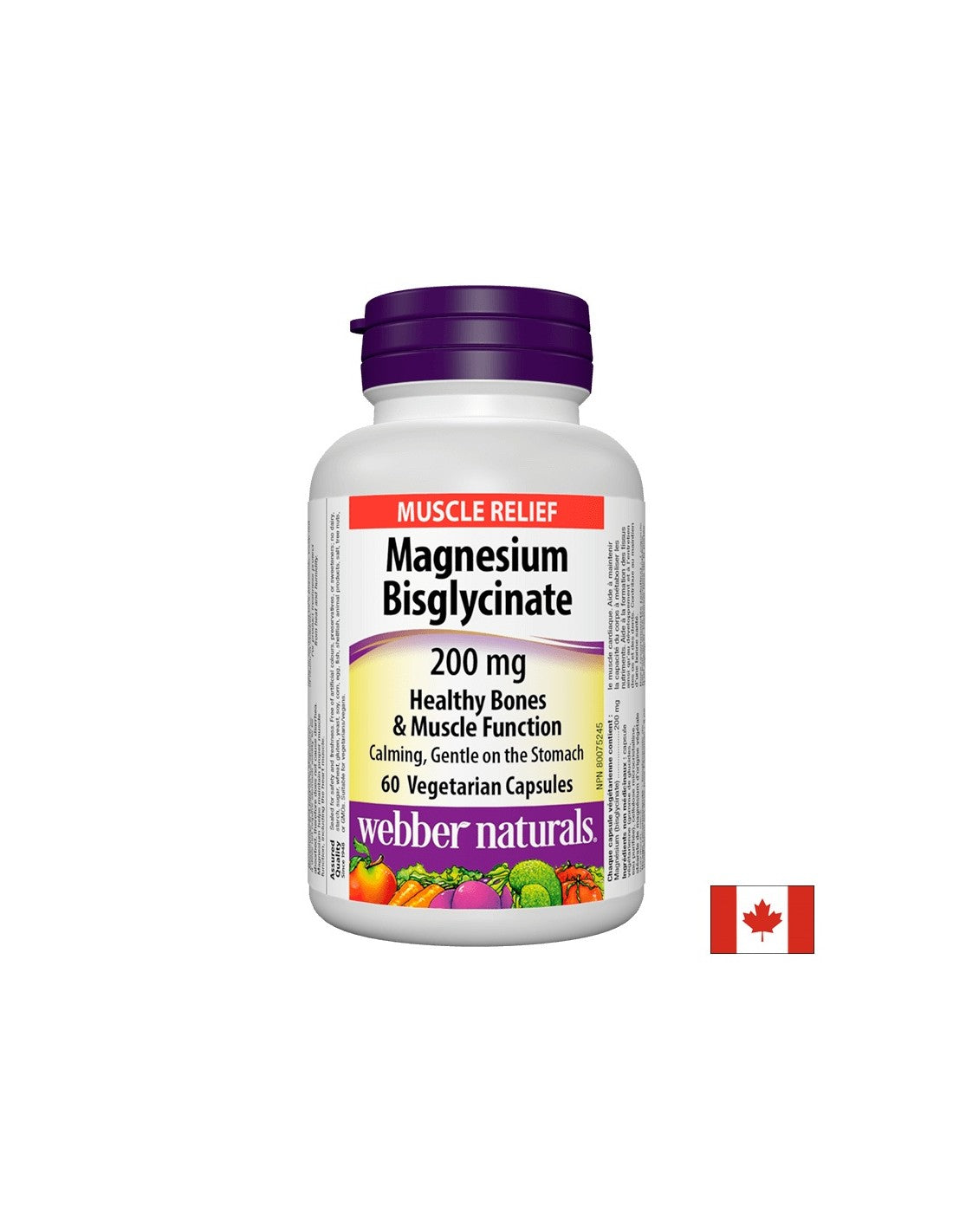 Magnesium Bisglycinaat/ Magnesium (bisglycinaat) 200 mg x 60 capsules <tc>Webber Naturals</tc>