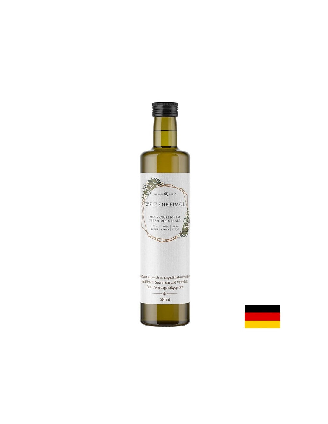 Wheat germ oil, cold pressed (pure vitamin E), 500 ml