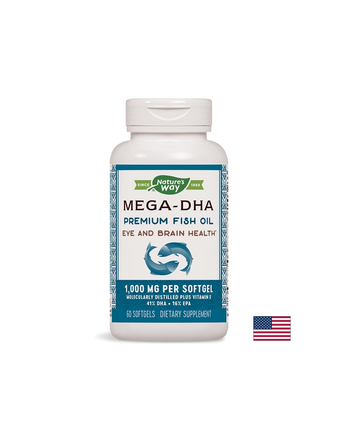 Mega-DHA Fish Oil 1000 mg - 60 capsules