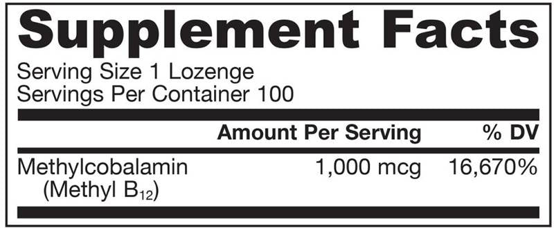 Methyl B-12 1000 mcg - 100 Sublingual Tablets