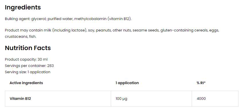 Witamina B12 metylokobalaminowa 100 mcg spray 30 ml