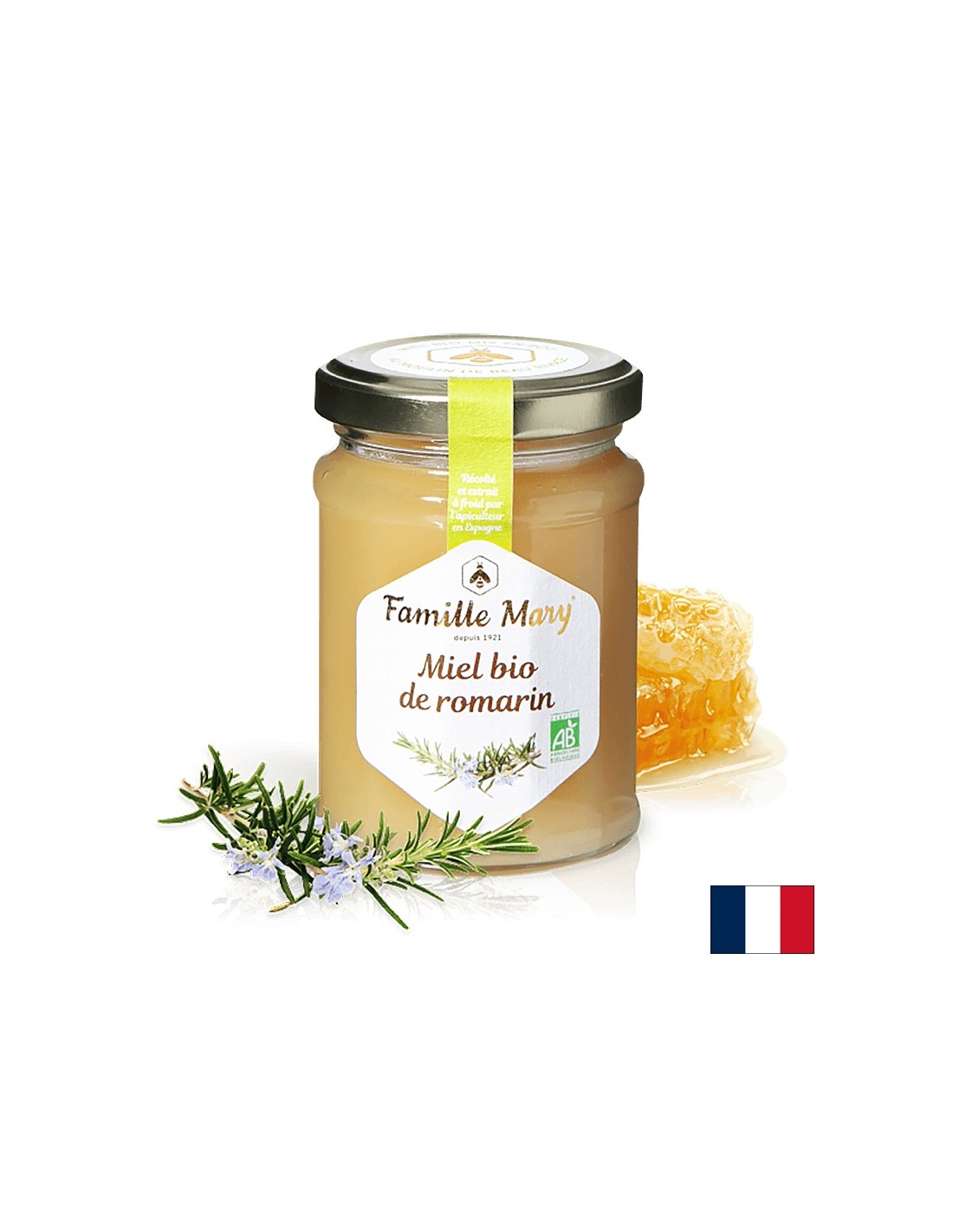 Miel bio de romarin/ Organic rosemary honey, 230 g Famille Mary