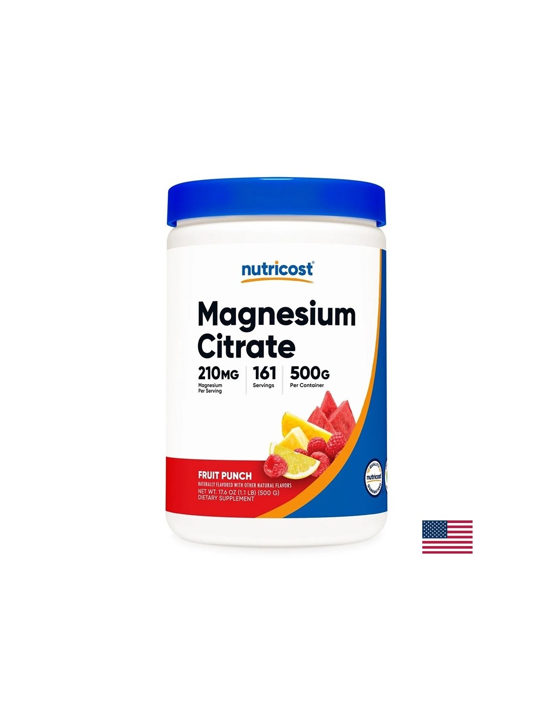 Muscular, cardiac and nervous system - Magnesium (citrate), 210 mg x 500 g powder, fruit punch flavor