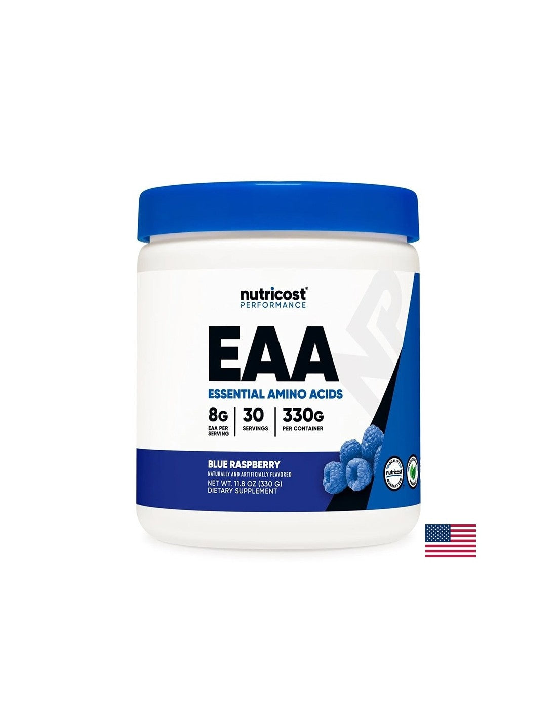 Muscle Strength and Recovery - EAA Essential Amino Acids, 330 g powder, blue raspberry flavor, 30 doses