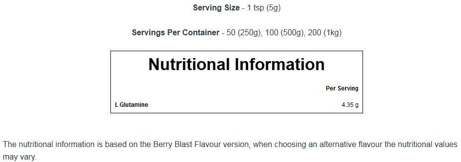 L-Glutamine Amino Acid - 250 grams