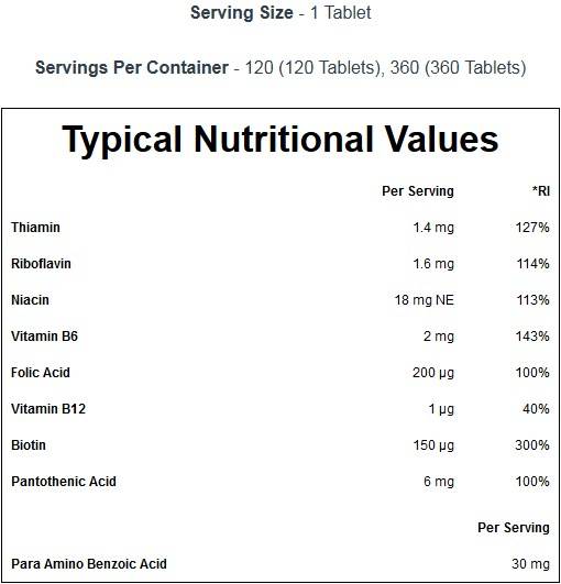 Vitamin B Complex 360 Tablets