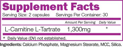 Tartato de L -carnitina 1300 mg - 60 cápsulas