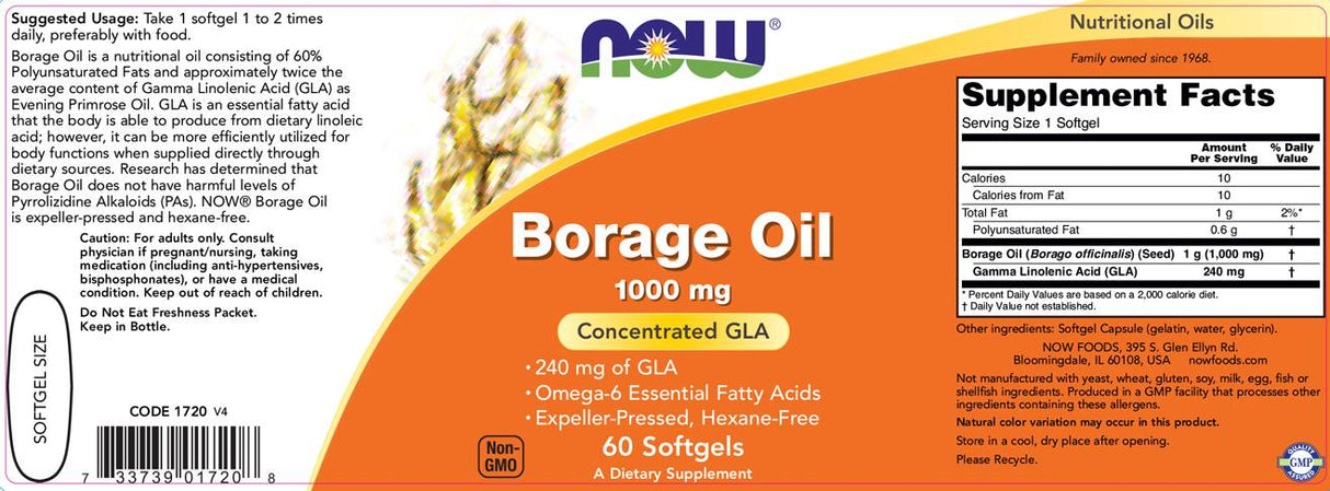 Borage olej 1000 mg - 60 gelových tobolek