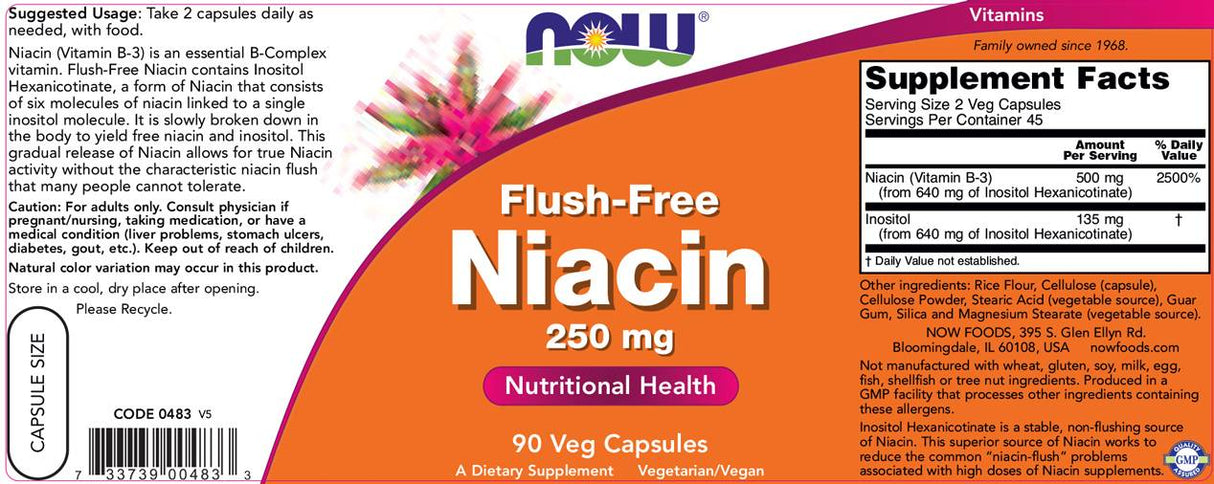 Niacina livre de niacina 250 mg - 90 cápsulas