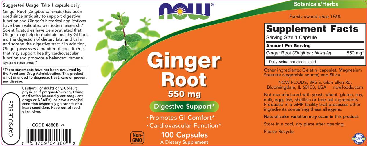 Raiz de gengibre 550 mg - 100 cápsulas