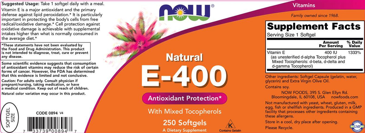Vitamin E-400 IU MT - 100 Gel capsules