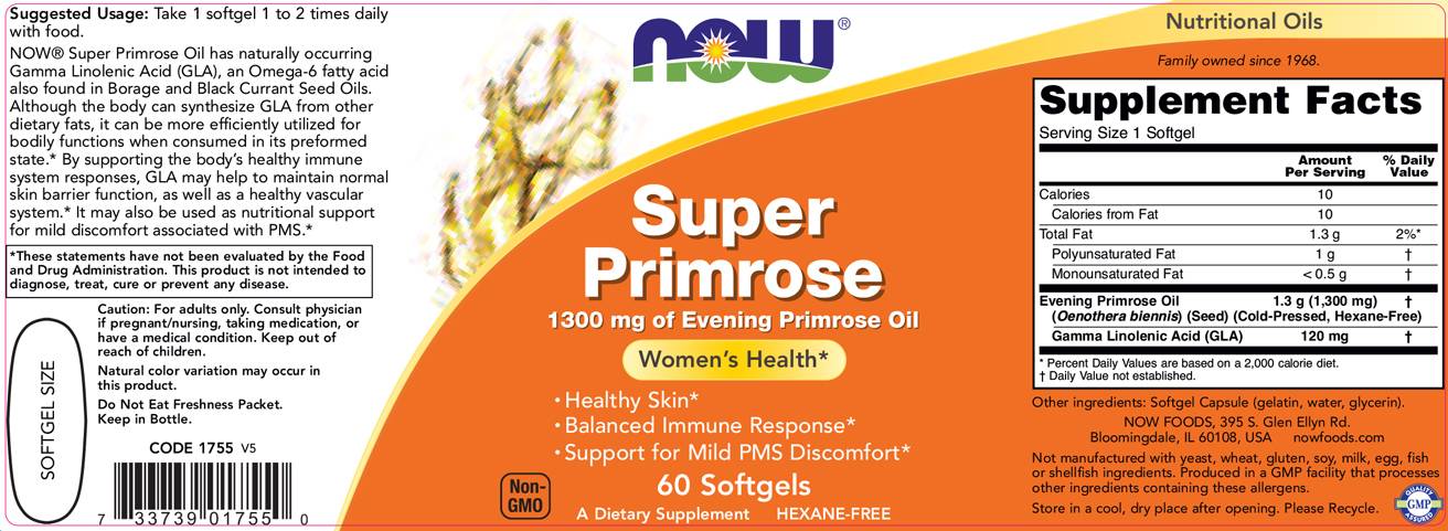 Super Primrose'i õli 1300 mg - 60 geeli kapslit
