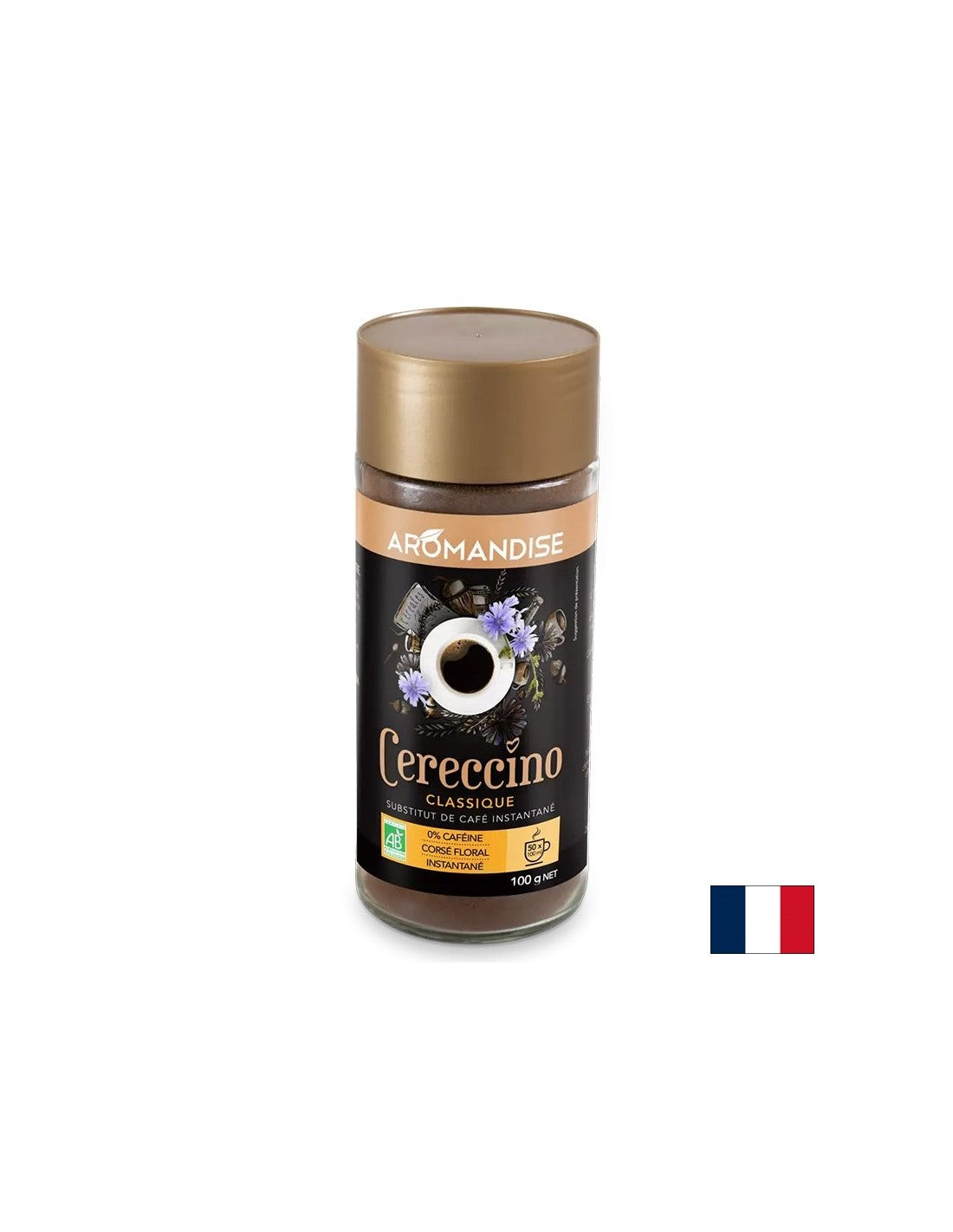 Café instantáneo (de achicoria, centeno, cebada, bellota), descafeinado, 100 g