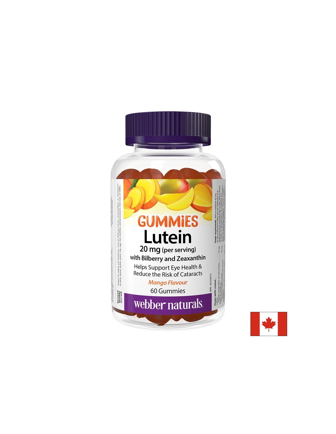Salud ocular: luteína con moras y zeaxantina, 60 génesis, sabor a mango