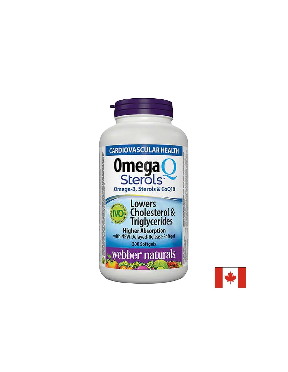 Omega-3, plant sterols and coenzyme Q10 - Omega Q Sterols, 200 softgel capsules
