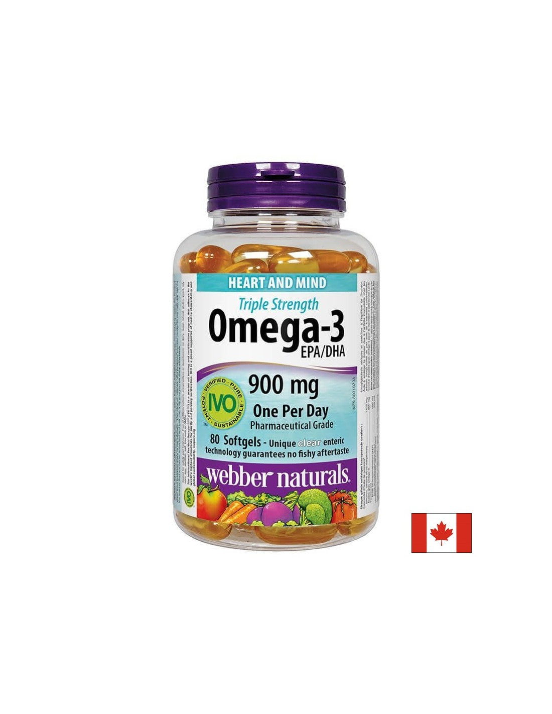 Omega-3 trojitá síla / Omega-3 900 mg x 80 měkkých tobolek <tc>Webber Naturals</tc>