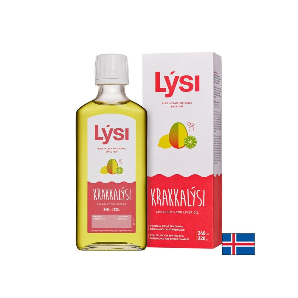 Omega-3 gyermekek és felnőttek számára 2390 mg (izlandi tőkehal-májolaj), 240 ml, mangó- és citrusfélékkel