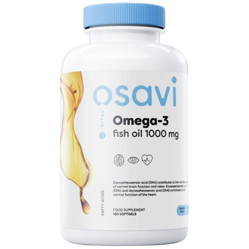 Omega 3 Fish Oil 1000 mg / Lemon Flavor - 180 Gel capsules
