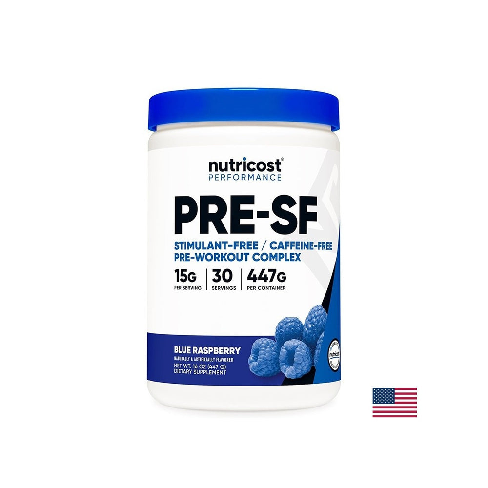PRE-SF pre-workout complex, 447 g powder, blue raspberry flavor, 30 doses