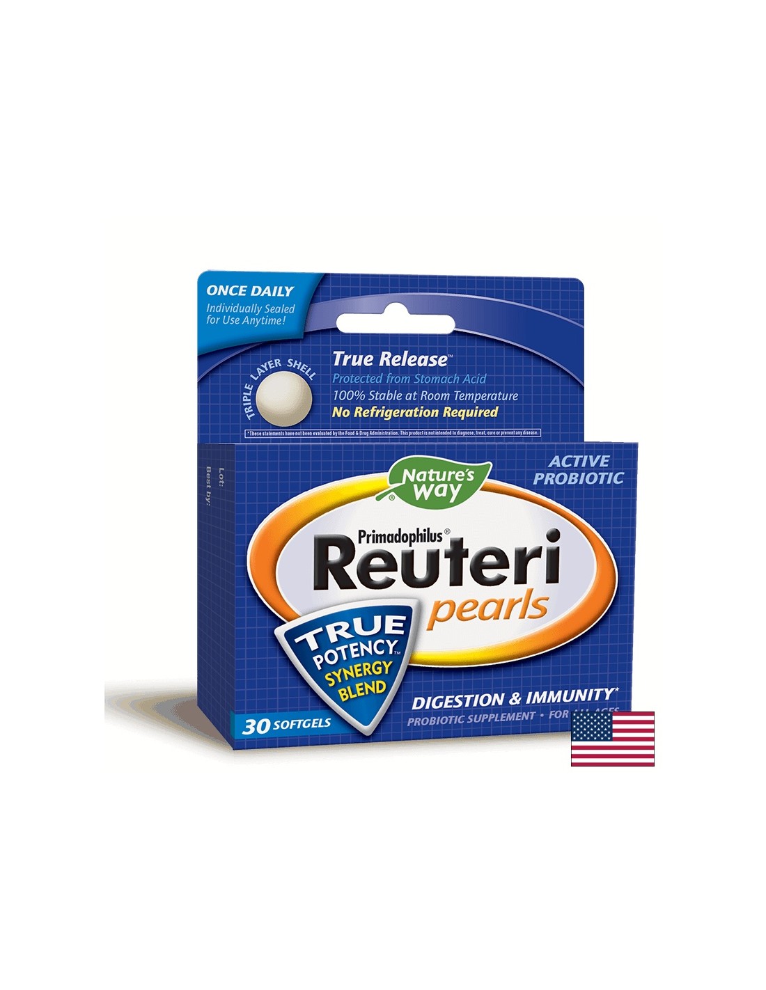 Primadophilus Reuteri Pearls 1 Billion Active Probiotics - 30 Gel capsules