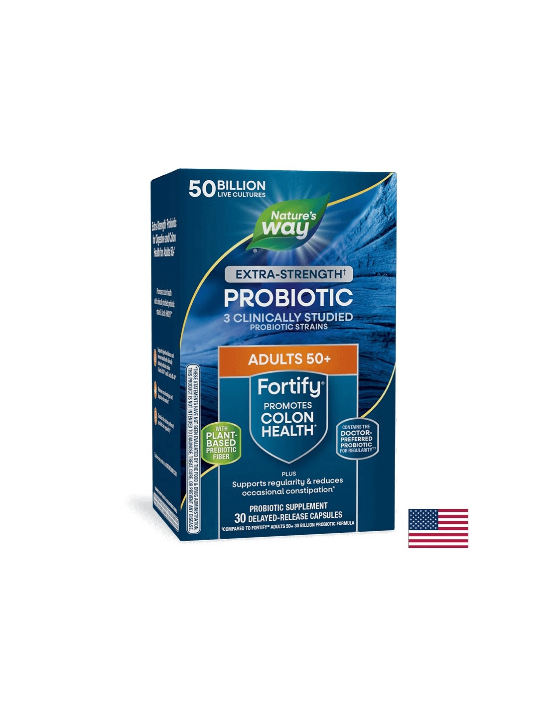 Probiotic + prebiotics 50+ high dose - Fortify Age 50+ Probiotic Extra Strength, 50 billion active probiotics, 30 capsules