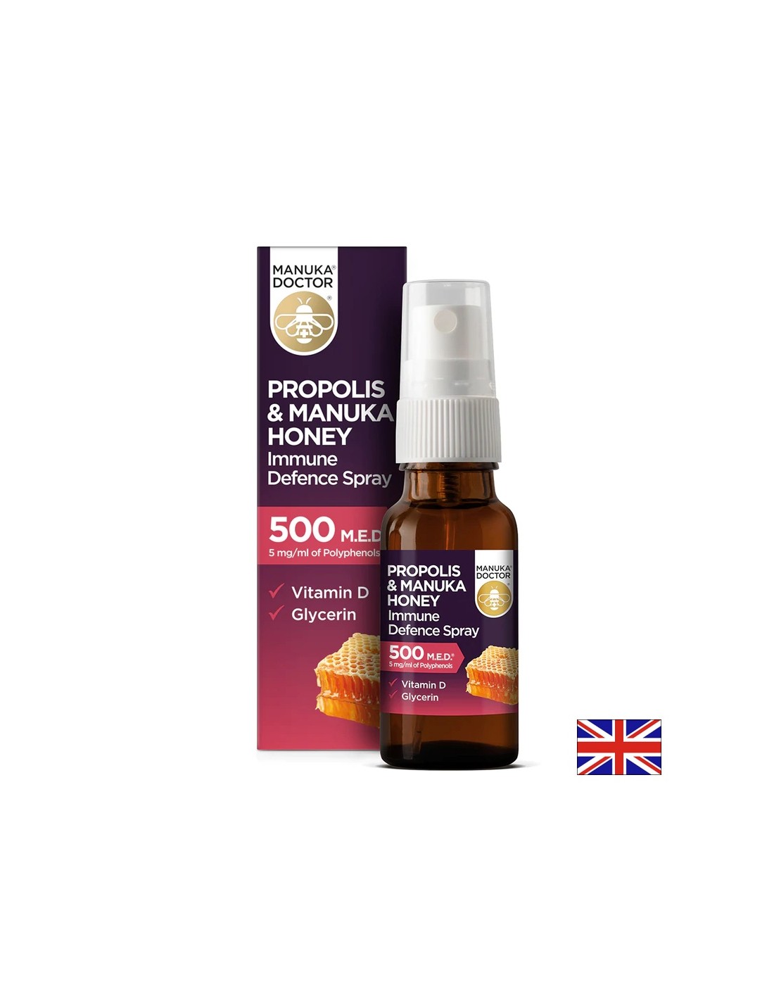 Propolis & Manuka Honey Immune Defense Spray / Oral spray for immune defense with propolis and manuka honey 500 MED, 20 ml
