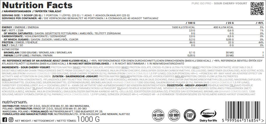 Iso Pro Pure Whey | Isolate with N-Zyme System - 1000 grams