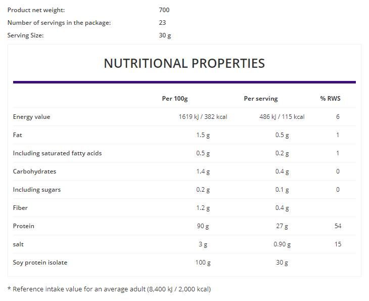 Aislado/vege de proteína de soja - 700 gramos