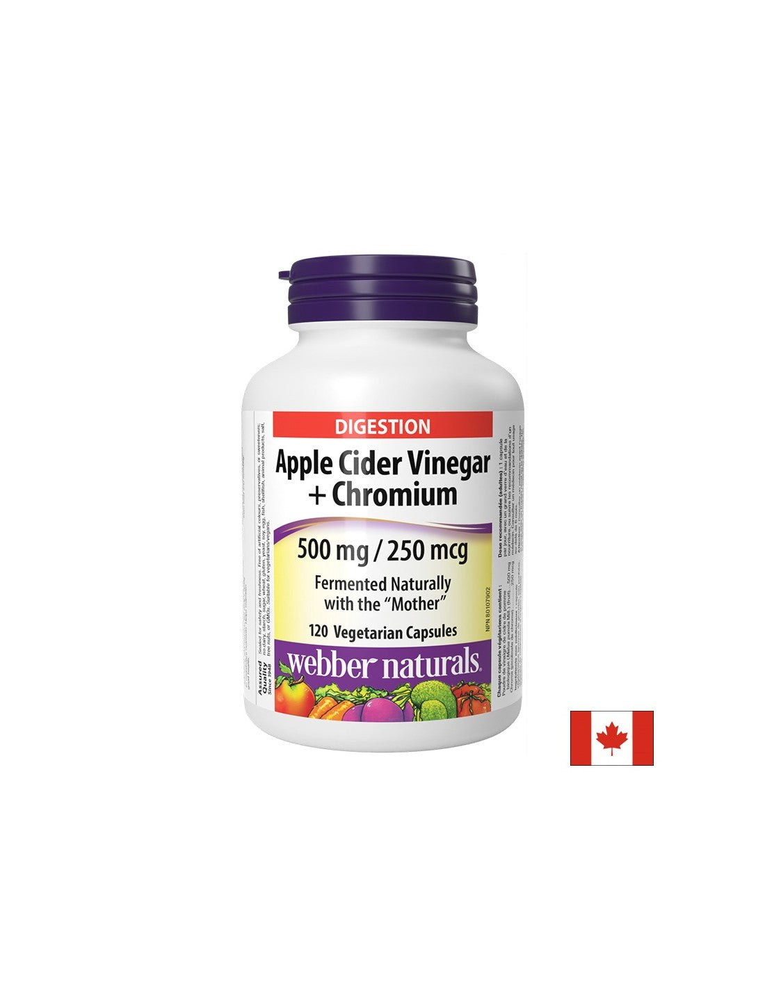 Weight reduction - Apple cider vinegar 500 mg + Chromium 250 µg, 120 capsules