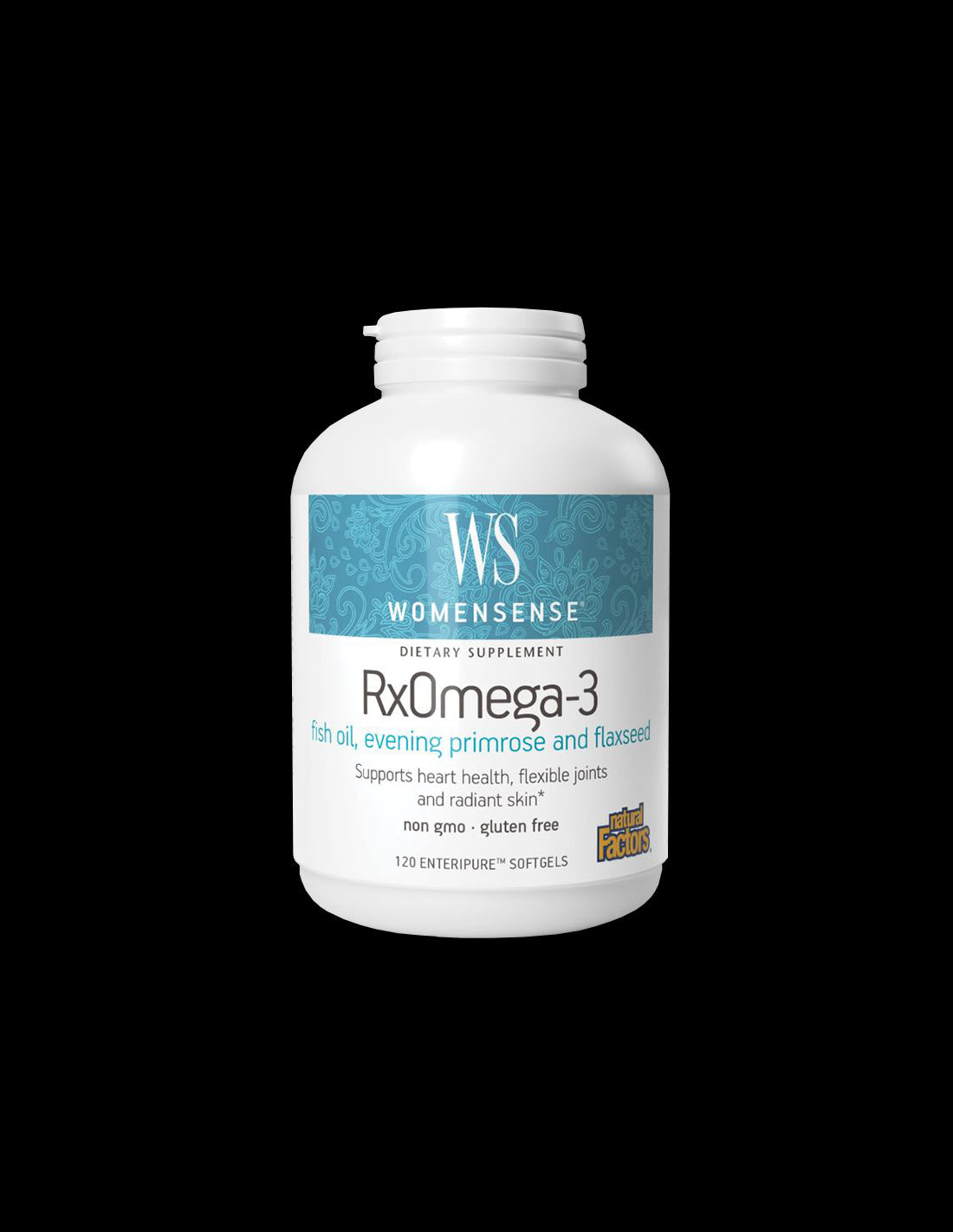 Fish Oil, Evening Primrose & Flaxseed WomenSense Rx Omega-3 - Women's Health, 120 Softgels Natural Factors - Nutra Best Europe