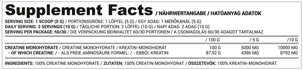 Proszek monohydratowy kreatyny - 300 gramów