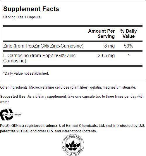 Ultra Zinc Carnosine (PepZin GI) 37.5 mg 60 capsules