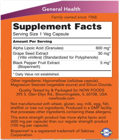 Alfa -liposav 600 mg / extra szilárdság - 120 kapszula