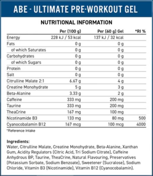 ABE Gel | All Black Everything Pre-Workout - 20 x 60 grams