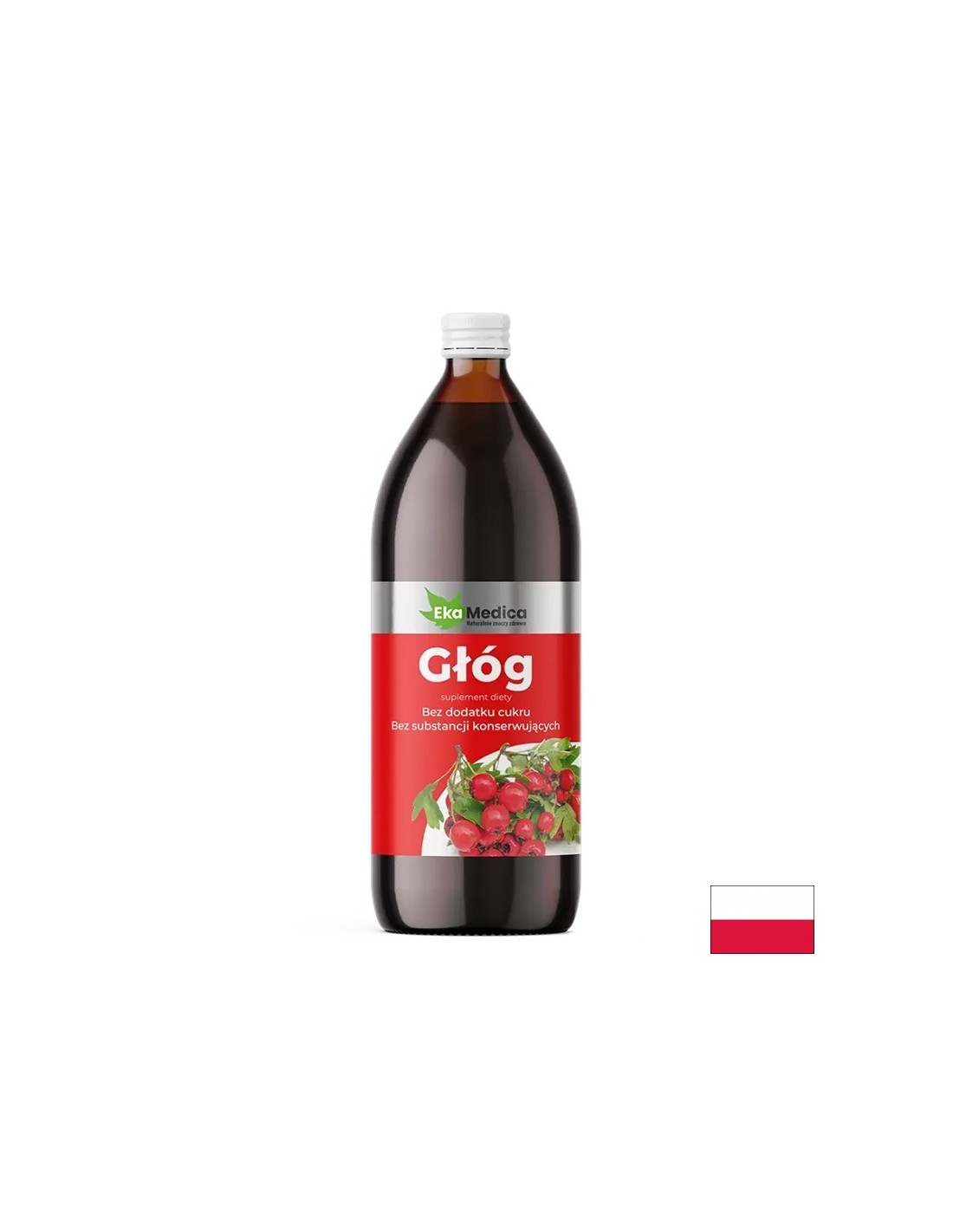 Sok z głogu z camu camu i naturalną witaminą C - serce i układ nerwowy, 1 litr, 20 lub 40 dawek