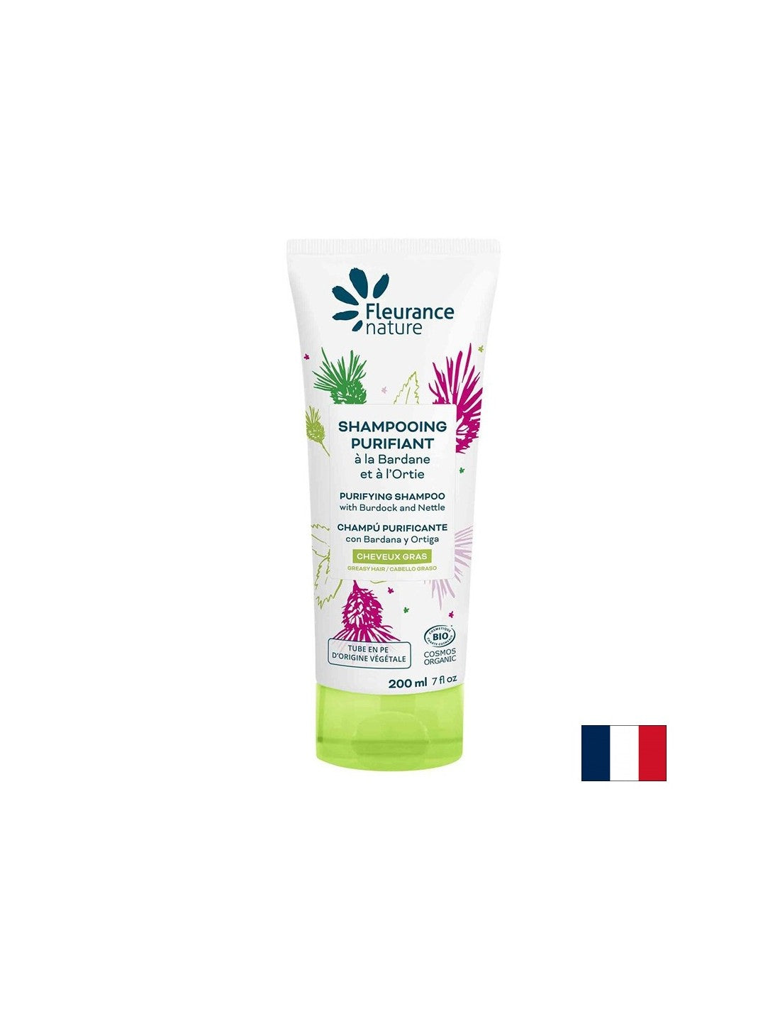 Shampoo with Aloe Vera, Jujube, Burdock, Nettle Bio, 200 ml Fleurance Nature
