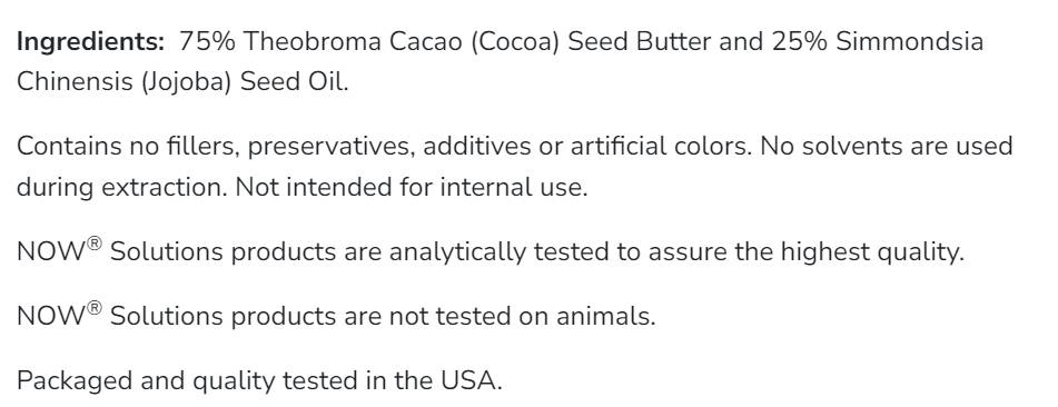 Manteiga de cacau com óleo de jojoba - 184 gramas