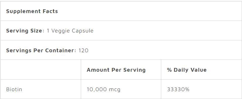 Biotin 10000 mcg - 120 capsules