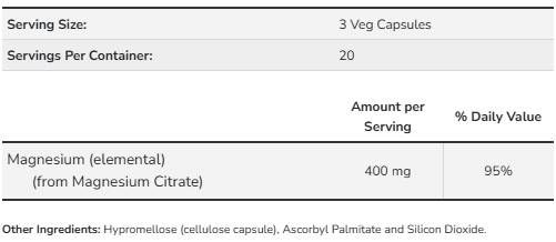 Citrato de magnesio 400 mg - 60 cápsulas