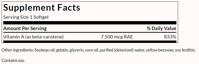 Beta-Carotene 25,000 IU - 300 Gel capsules