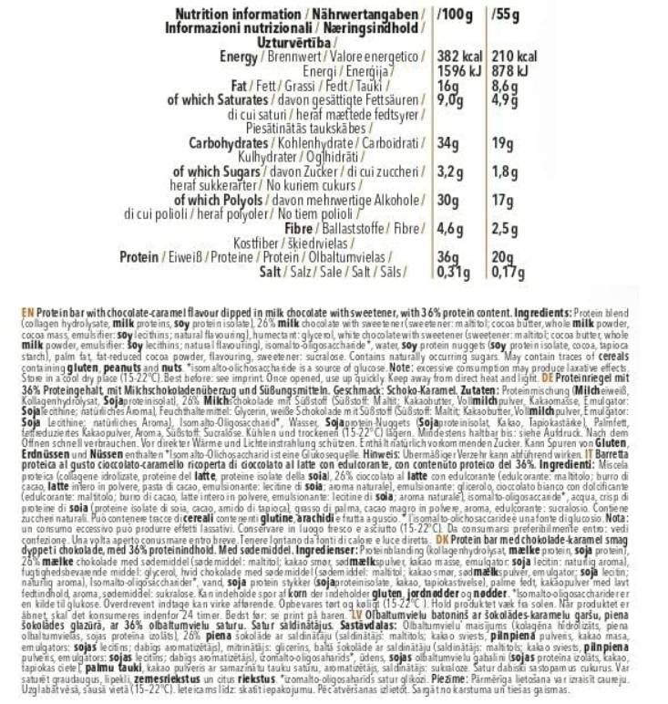 Bar białkowy | Brak dodanego cukru - 15 x 55 gramów