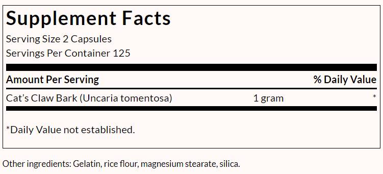 Full Spectrum Cat's Claw 500 mg - 250 capsules
